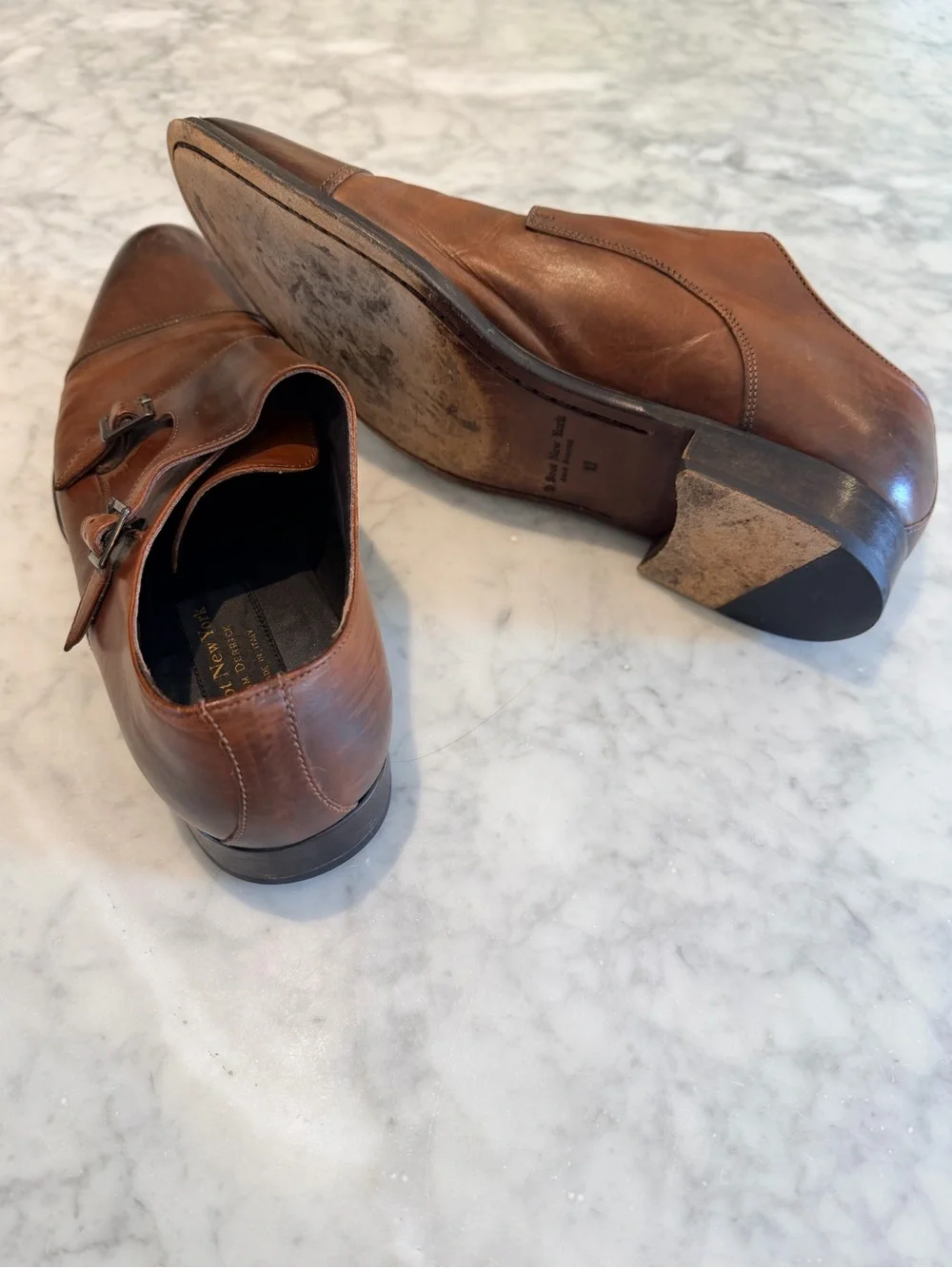 Cole Haan Men's Double Monk Strap Leather Shoes - Chestnut Brown